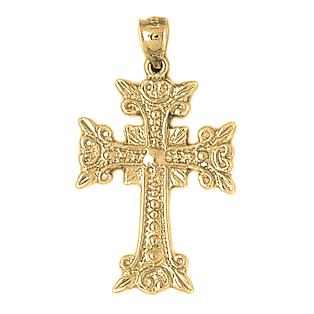 10K, 14K or 18K Gold Budded Glory Cross Pendant
