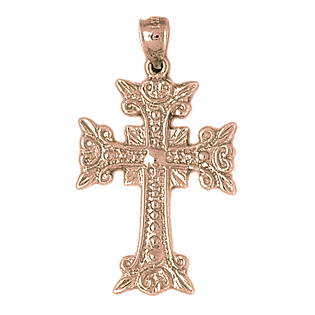 10K, 14K or 18K Gold Budded Glory Cross Pendant
