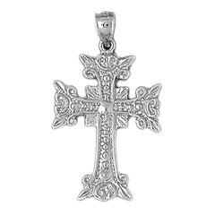 10K, 14K or 18K Gold Budded Glory Cross Pendant