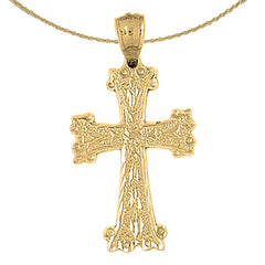 10K, 14K or 18K Gold Budded Cross Pendant