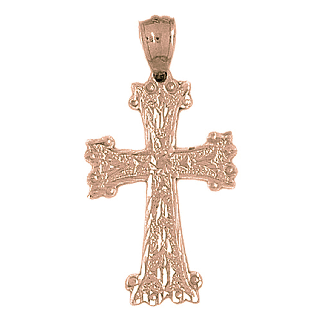 10K, 14K or 18K Gold Budded Cross Pendant