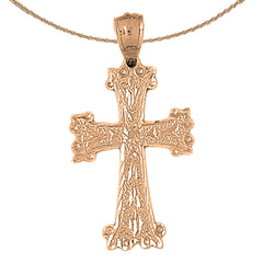 10K, 14K or 18K Gold Budded Cross Pendant