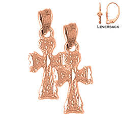 14K or 18K Gold Budded Cross Earrings