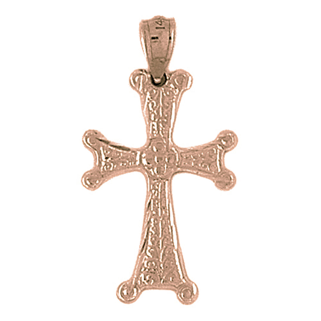 14K or 18K Gold Budded Cross Pendant