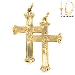 14K or 18K Gold Budded Cross Earrings