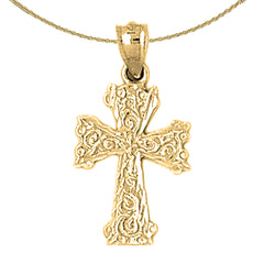 14K or 18K Gold Vine Cross Pendant