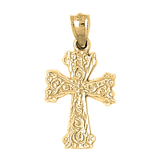 14K or 18K Gold Vine Cross Pendant