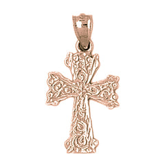 14K or 18K Gold Vine Cross Pendant