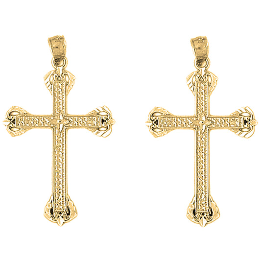 14K or 18K Gold 37mm Latin Cross Earrings