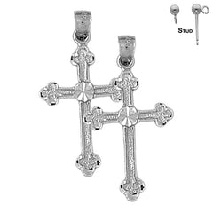 14K or 18K Gold Budded Cross Earrings