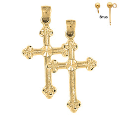 14K or 18K Gold Budded Cross Earrings