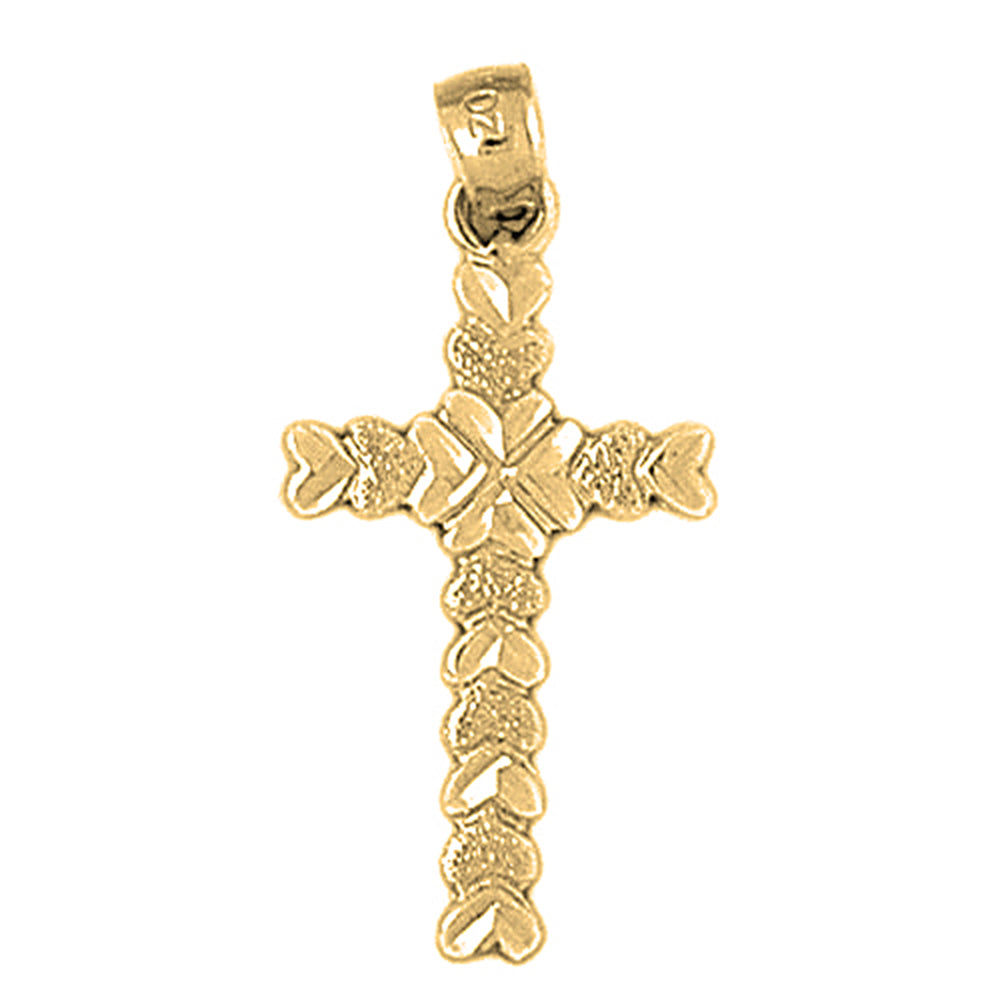 14K or 18K Gold Heart Cross Pendant