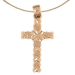 14K or 18K Gold Heart Cross Pendant