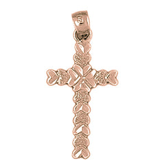 14K or 18K Gold Heart Cross Pendant