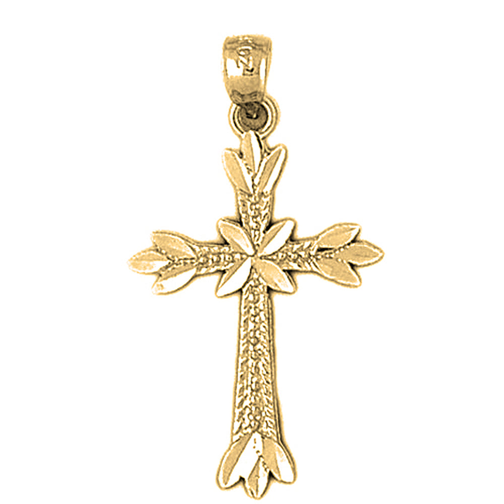 10K, 14K or 18K Gold Budded Cross Pendant