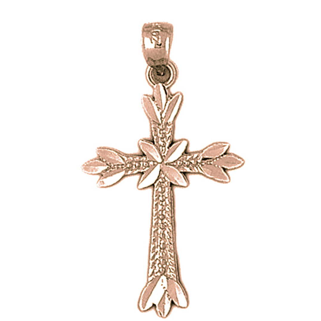 10K, 14K or 18K Gold Budded Cross Pendant