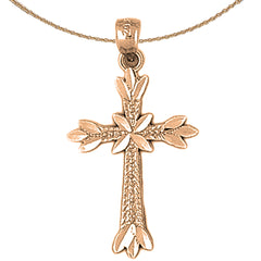 10K, 14K or 18K Gold Budded Cross Pendant