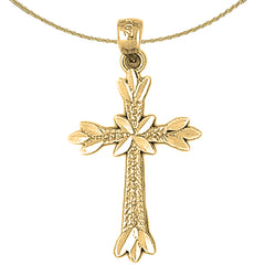 10K, 14K or 18K Gold Budded Cross Pendant