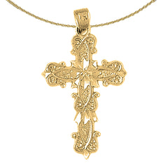 10K, 14K or 18K Gold Budded Cross Pendant