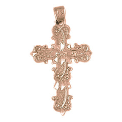 10K, 14K or 18K Gold Budded Cross Pendant