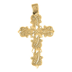 10K, 14K or 18K Gold Budded Cross Pendant
