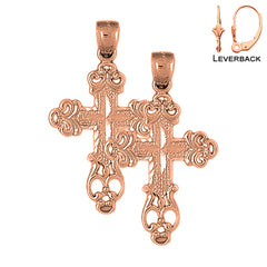 14K or 18K Gold Budded Cross Earrings