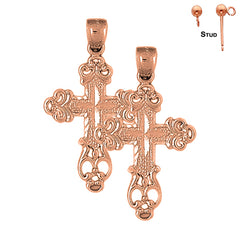 14K or 18K Gold Budded Cross Earrings