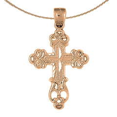 10K, 14K or 18K Gold Budded Cross Pendant