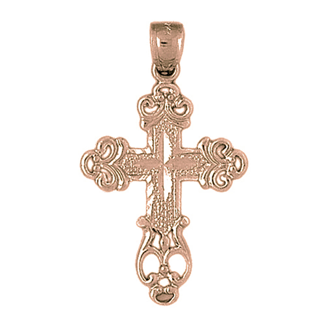 10K, 14K or 18K Gold Budded Cross Pendant