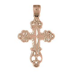 10K, 14K or 18K Gold Budded Cross Pendant