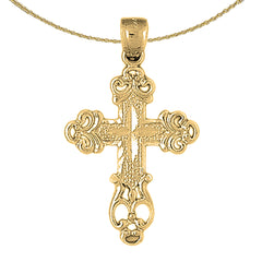 10K, 14K or 18K Gold Budded Cross Pendant