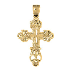 10K, 14K or 18K Gold Budded Cross Pendant