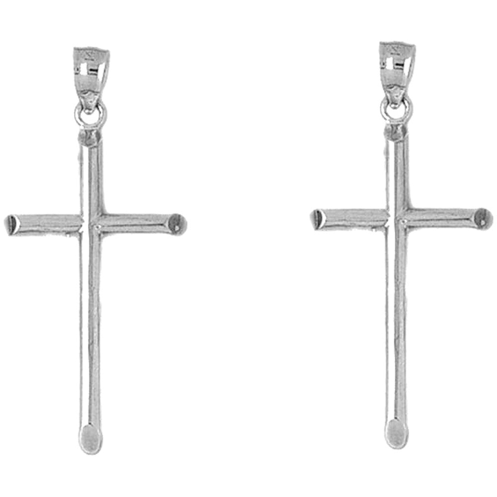 14K or 18K Gold 43mm Hollow Latin Cross Earrings
