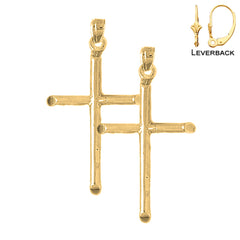 Pendientes de Cruz Latina Hueca de Oro de 14K o 18K