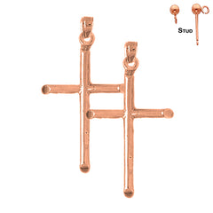 Pendientes de Cruz Latina Hueca de Oro de 14K o 18K