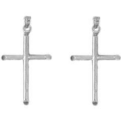 14K or 18K Gold 40mm Hollow Latin Cross Earrings