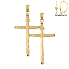 14K or 18K Gold INRI Cross Earrings