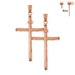 14K or 18K Gold INRI Cross Earrings