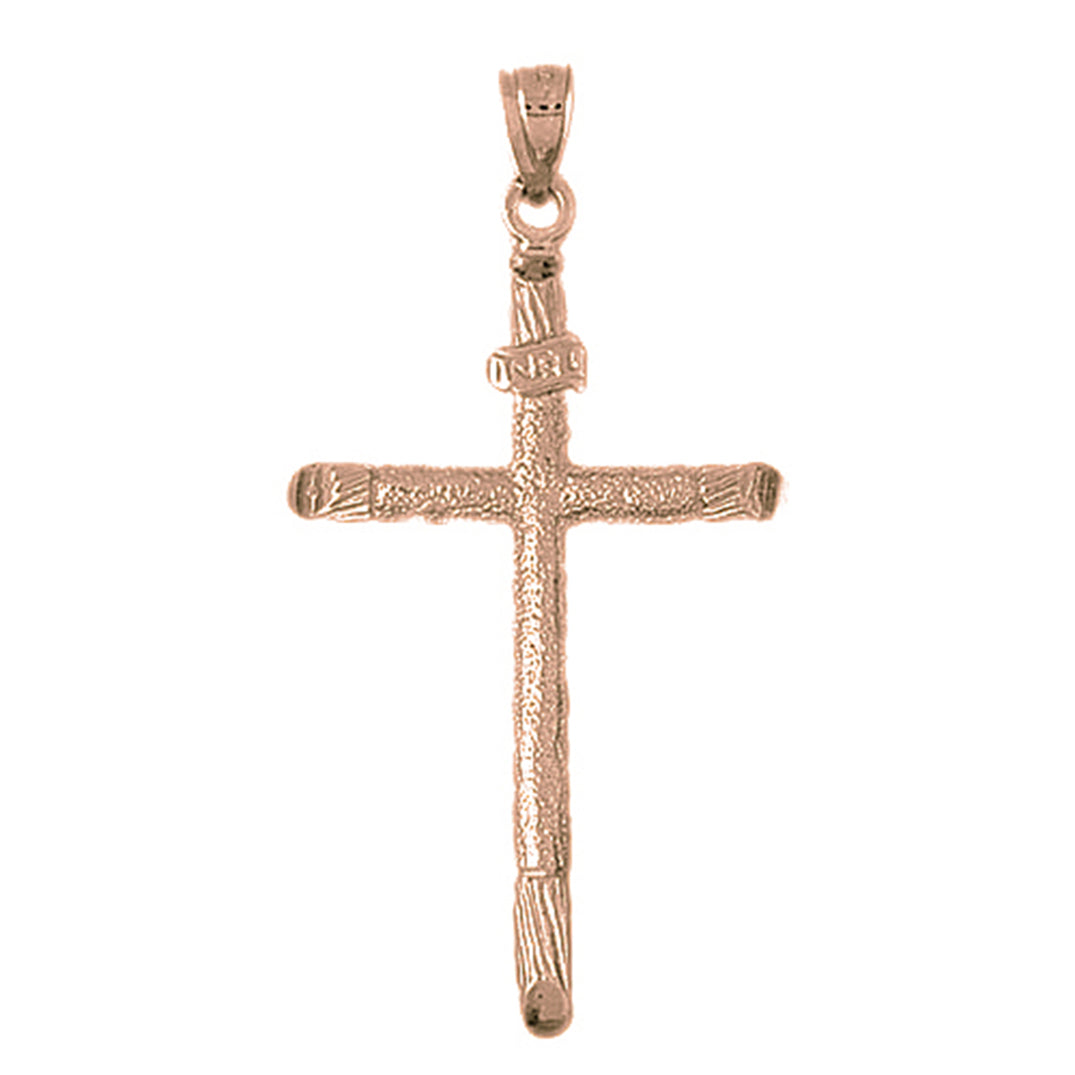 10K, 14K or 18K Gold INRI Cross Pendant
