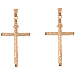 14K or 18K Gold 56mm INRI Cross Earrings