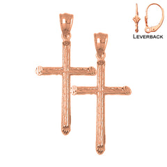 Pendientes de Cruz Latina Hueca de Oro de 14K o 18K