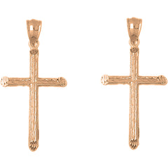 14K or 18K Gold 43mm Hollow Latin Cross Earrings