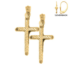 Pendientes de Cruz Latina Hueca de Oro de 14K o 18K