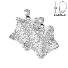 Sterling Silver 31mm Starfish Earrings (White or Yellow Gold Plated)