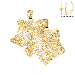 Sterling Silver 31mm Starfish Earrings (White or Yellow Gold Plated)