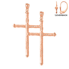 Pendientes de Cruz Latina Hueca de Oro de 14K o 18K