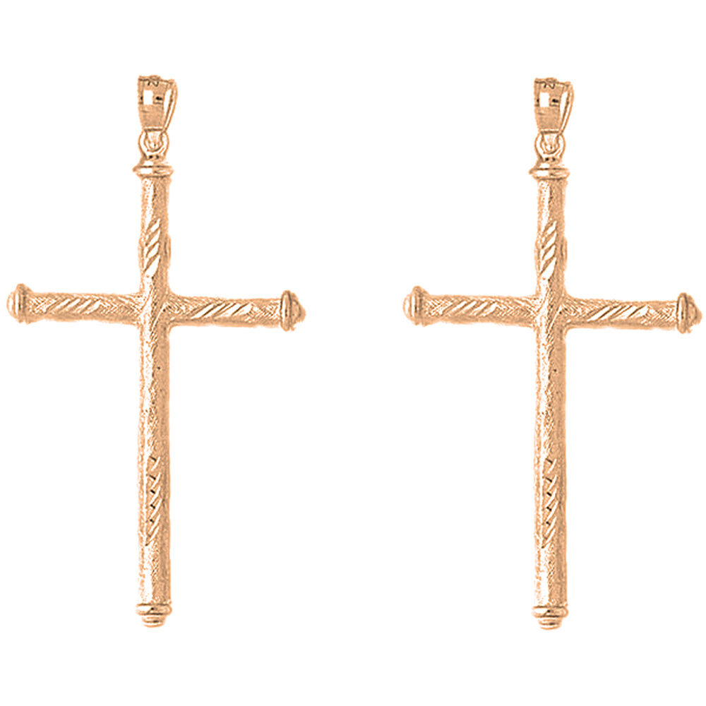 14K or 18K Gold 54mm Hollow Latin Cross Earrings