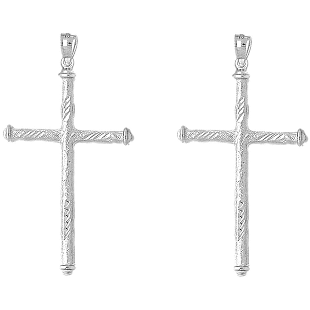 14K or 18K Gold 54mm Hollow Latin Cross Earrings