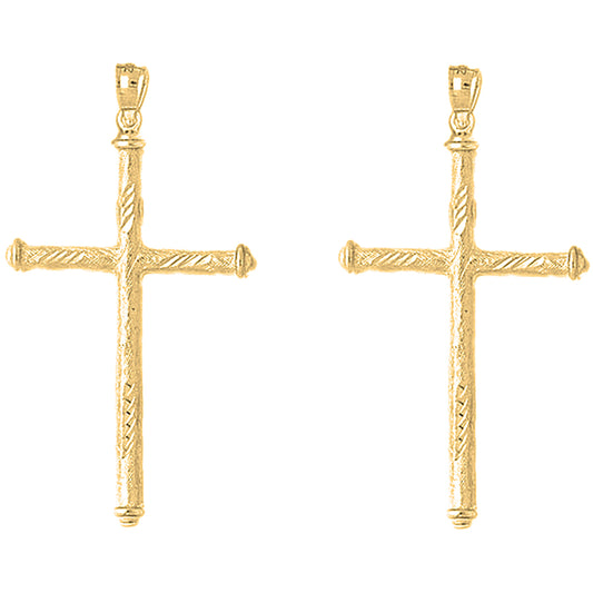 14K or 18K Gold 54mm Hollow Latin Cross Earrings