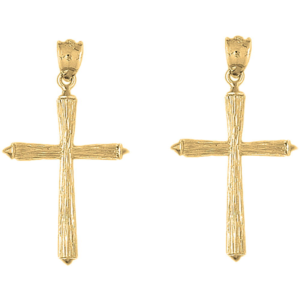 14K or 18K Gold 48mm Hollow Latin Cross Earrings